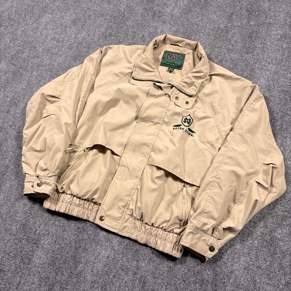 Vintage MV Sports 1990s Notre Dame Brown Bomber Jacket